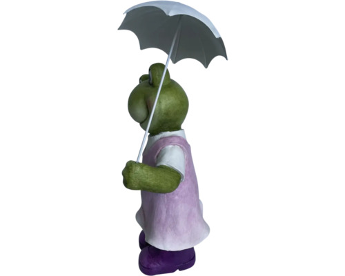 Figurină de grădină cu o broască cu umbrelă