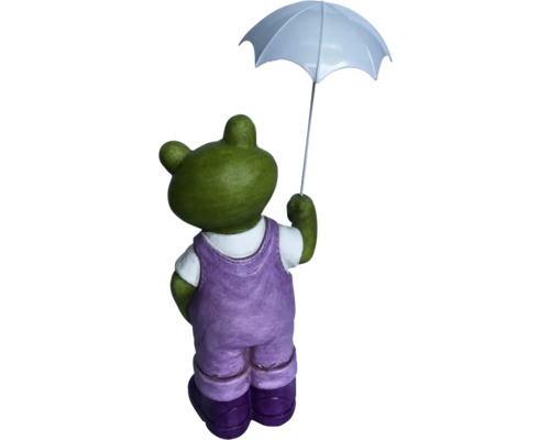 Figurină de grădină broască cu umbrelă din spate