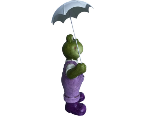 Figurină broască cu umbrelă ca decor de grădină