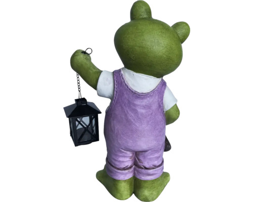 Figurină de grădină broască cu felinar din spate