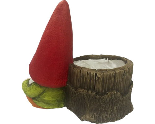 Gnom de grădină cu jardinieră ciot de copac