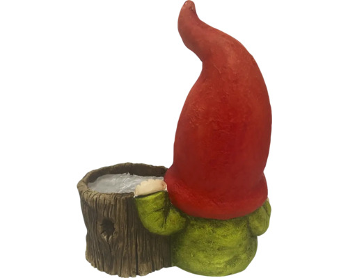 Gnom de grădină cu jardinieră din spate