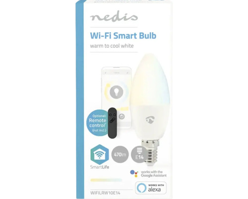 Ambalaj bec inteligent Wi-Fi Nedis cu soclu E14 și 470 lumeni