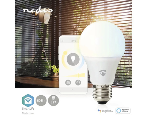 Logo Nedis. Logo Smart Life. Bec inteligent E27 cu control prin aplicație.