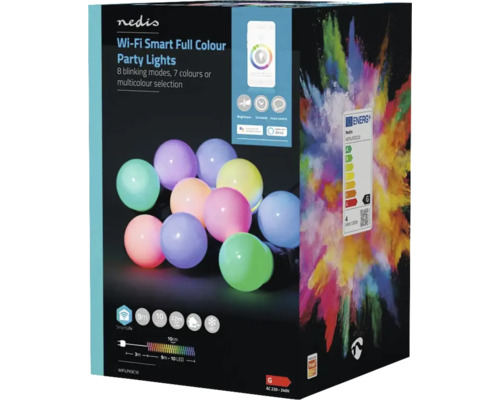 Ambalaj Nedis Smart Party Lights cu diferite culori și moduri de intermitent