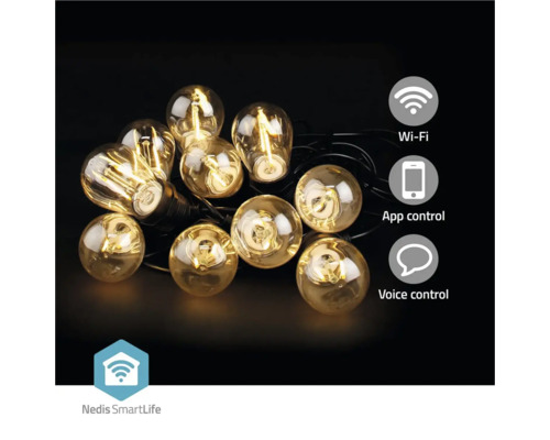 Ghirlandă luminoasă cu becuri și funcții pentru WiFi, control prin aplicație și control vocal