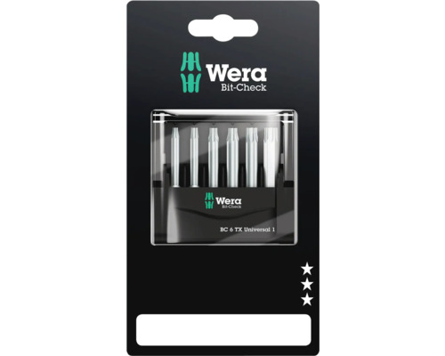 Set biți pentru metal Wera Bit-Check 6 1SB, 12 piese Wera Bit-Check cu biți Torx, set de 6 bucăți