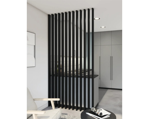 Element panou riflaj despărțitor negru 22x88x2800 mm Living modern cu separator de cameră din lamele de lemn negre