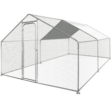 Padoc exterior pentru păsări de curte cu ușă și acoperiș parțial