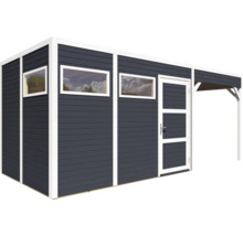 Căsuță de grădină Bertilo Cubo 3 cu podea și terasă 558x234 cm, antracit