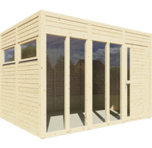 Căsuță de grădină Bertilo Cubo 3 Office cu podea 336x240 cm natur