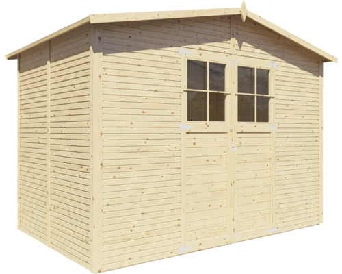 Cabină de grădină din lemn cu ușă dublă și ferestre