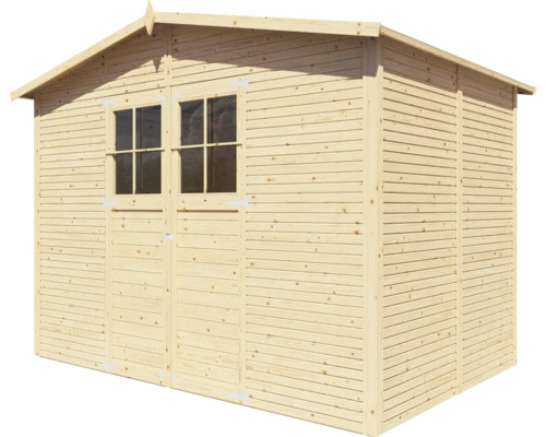 Cabină de grădină din lemn cu ușă dublă și ferestre