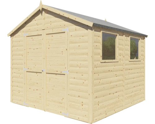 Cabină de grădină din lemn cu ușă dublă și două ferestre