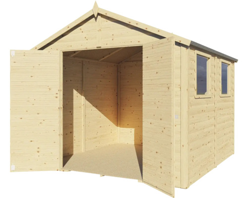 Casă de grădină din lemn cu ușă dublă și ferestre