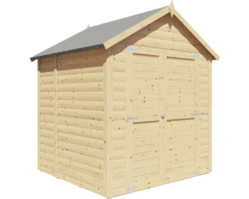 Cabină de grădină din lemn cu ușă dublă și acoperiș în două ape