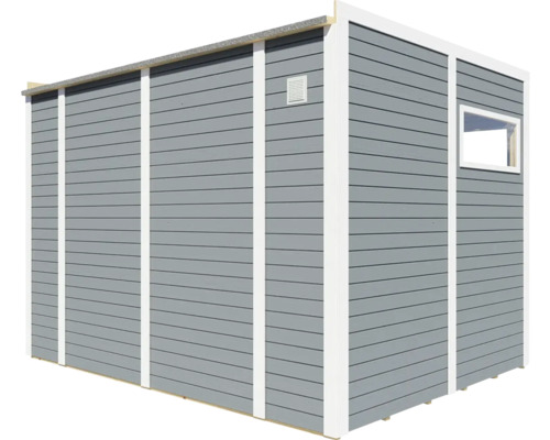 Cabină de grădină gri cu fereastră și aerisire