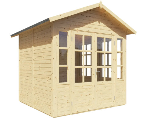 Cabină de grădină din lemn cu ferestre și ușă dublă