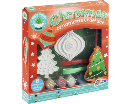 Set pictură 2 ornamente Crăciun Set de artizanat ornamente de Crăciun cu vopsele și adeziv