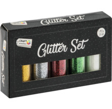 Set de sclipici cu cinci borcane de câte zece grame