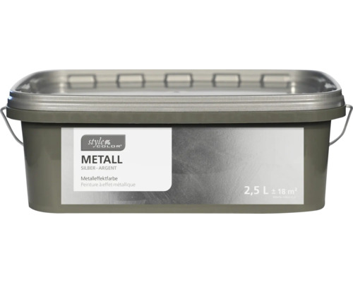 Vopsea cu efect metalic StyleColor argintiu 2,5 l Găleată cu vopsea cu efect metalic, conținut 2,5 litri