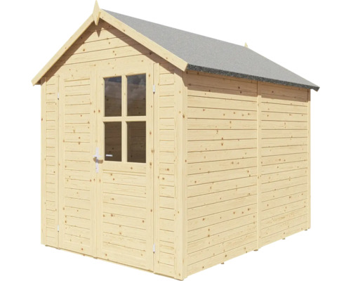 Cabină de grădină din lemn cu fereastră și acoperiș în două ape