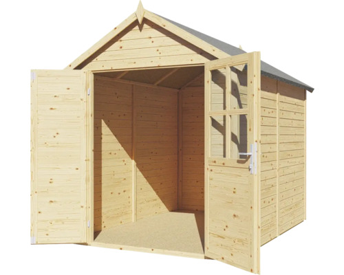 Cabină de grădină din lemn cu ușă dublă și ferestre