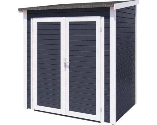 Șopron de grădină cu ușă dublă pentru depozitarea uneltelor și mobilierului de grădină.