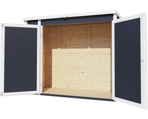 Șopron de scule deschis din lemn cu ușă dublă