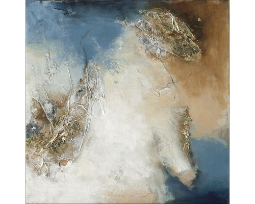 Tablou pictat manual Blue-Brown-Gold II 40x40 cm