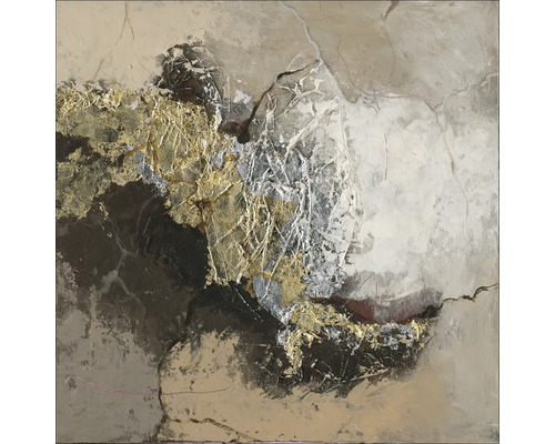 Tablou pictat manual Brown-Silver-Gold VI 40x40 cm