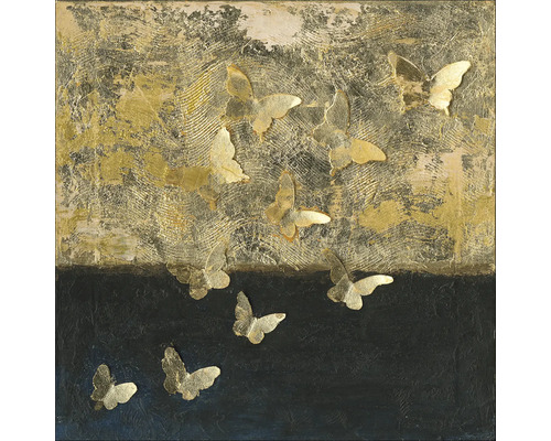 Tablou pictat manual Golden Butterflies I 40x40 cm