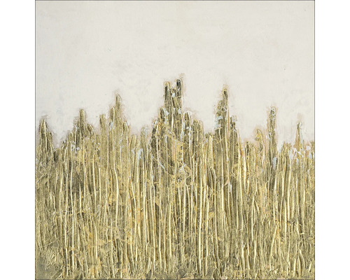 Tablou pictat manual Gold On White I 40x40 cm