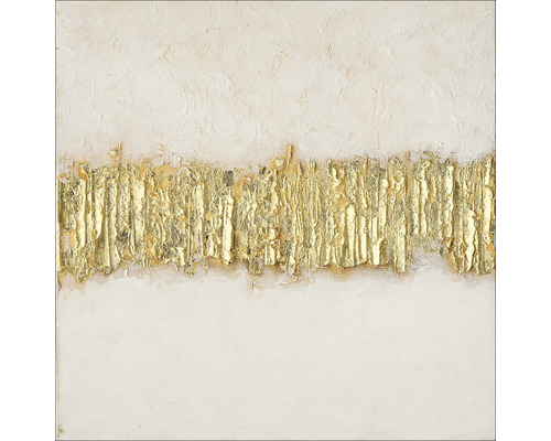Tablou pictat manual Gold On White II 40x40 cm