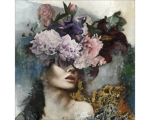 Tablou pictat manual Original Flower Face VI 40x40 cm