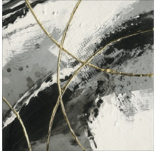Tablou pictat manual Golden Orbits II 40x40 cm