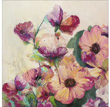 Tablou pictat manual Colored Flowers IV 40x40 cm