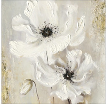 Tablou pictat manual Black-White Colored Flowers I 40x40 cm