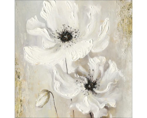 Tablou pictat manual Black-White Colored Flowers I 40x40 cm