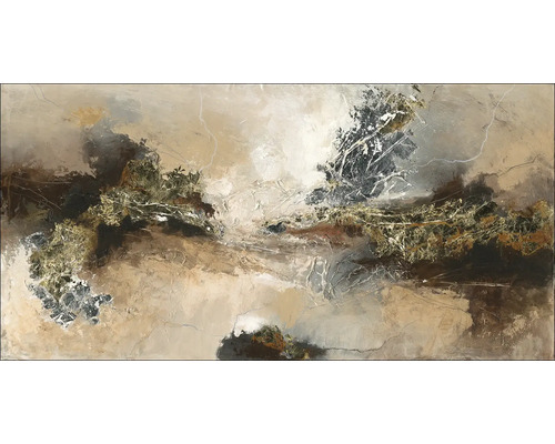 Tablou pictat manual Brown-Silver-Gold IV 120x60 cm