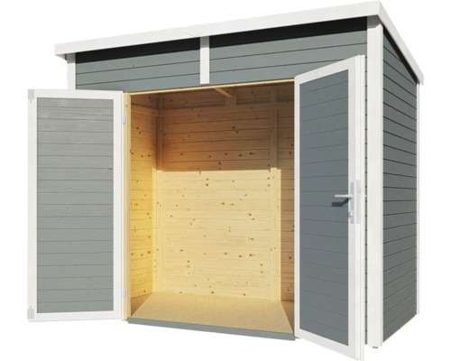 Șopron de grădină deschis din lemn cu ușă dublă