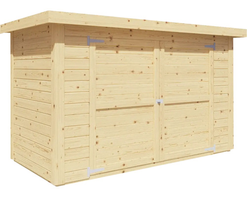 Căsuță de grădină din lemn cu ușă dublă pentru depozitarea uneltelor și mobilierului de grădină