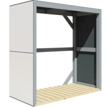 Suport pentru lemne de foc Bertilo 151x75x154 cm alb antracit