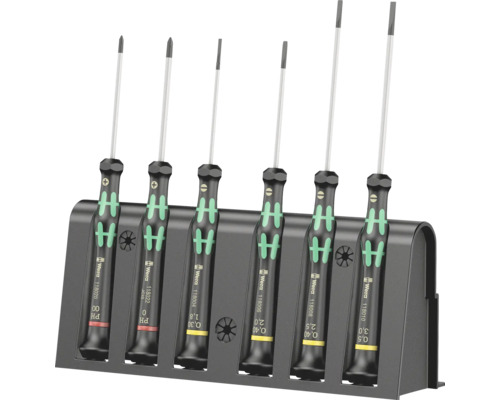 Set șurubelnițe cu cap plat pentru electricieni Wera, lamă hexagonală, 6 piese Set șurubelnițe Wera cu suport, format din șase piese