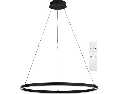 Pendul cu LED integrat Saturn 30W 3000 lumeni 3000-6500K, cu telecomandă, negru Lumină suspendată cu LED negru în formă de inel cu telecomandă