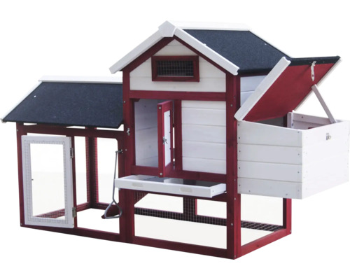 Coteț de găini cu țarc din lemn