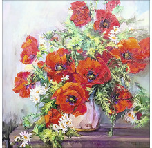 Tablou sticlă Still Life With Red Flowers 20x20 cm