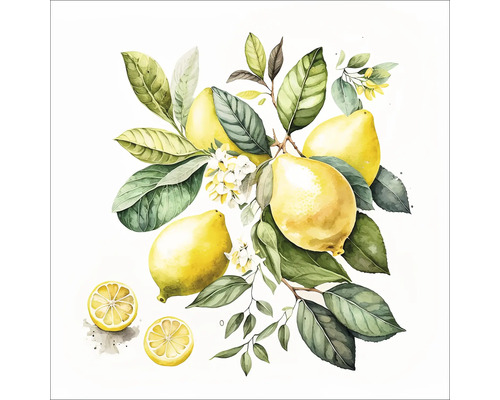 Tablou sticlă Lemons I 20x20 cm