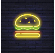 Tablou sticlă Neon Hamburger 20x20 cm