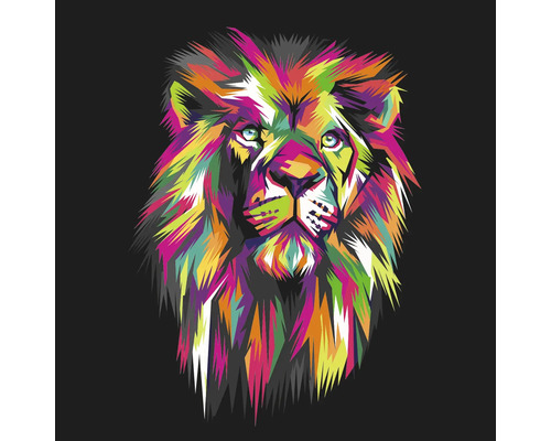 Tablou sticlă Colorful Lion Head II 20x20 cm